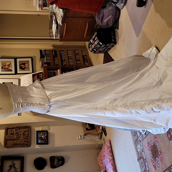 Wedding dress full chapel train 4 pcs beaded applique embroidery strapless - Picture 15 of 17